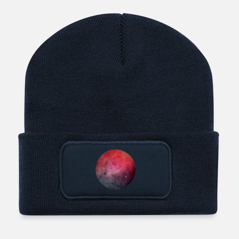 Galactic play of colours on cotton - Recycled Patch Beanie - french navy
