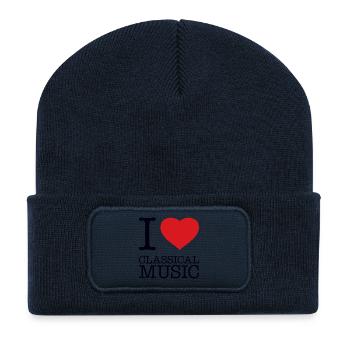 J’AIME LA MUSIQUE CLASSIQUE Klassische Musik - Beanie recyclé à patch - bleu marine - Devant