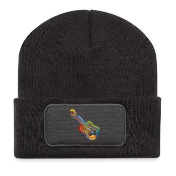Pop Art Guitar - Recycled Patch Beanie - dark grey - Front