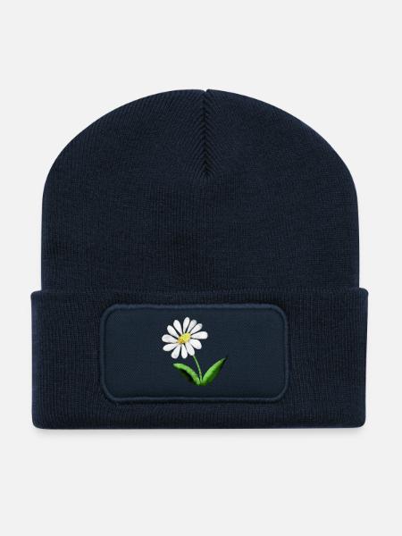 Fière Marguerite - Beanie recyclé à patch - bleu marine