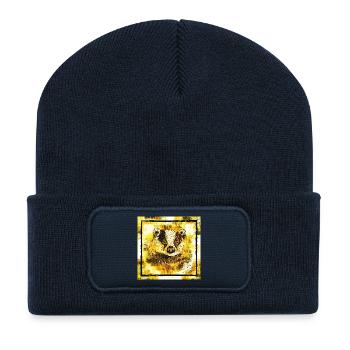 Der Gelbe Dachs, Tier Geschenke - Recycelte Patch Beanie - French Navy - Vorne