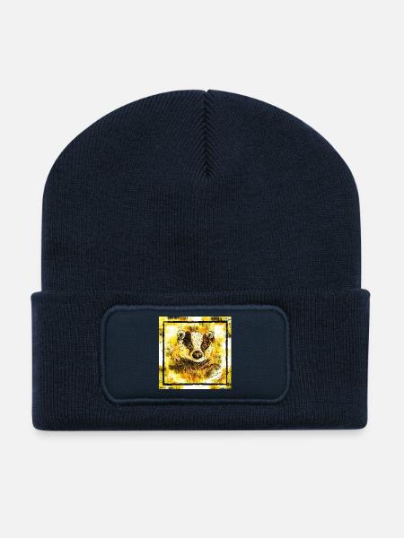 Der Gelbe Dachs, Tier Geschenke - Recycelte Patch Beanie - French Navy