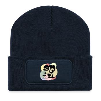 Linienzeichnung Mann - Recycelte Patch Beanie - French Navy - Vorne