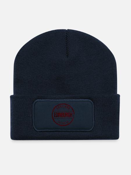 Timbre vintage d’Édimbourg - Beanie recyclé à patch - bleu marine