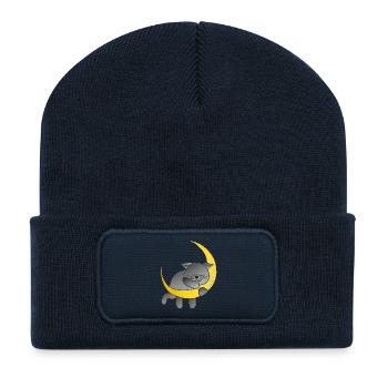 Monde, Katzen design, schlafend - Recycelte Patch Beanie - French Navy - Vorne