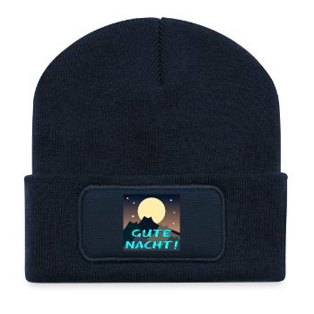 Gute Nacht - KATZEN BERGLANDSCHAFT - NATUR - Recycelte Patch Beanie - French Navy - Vorne