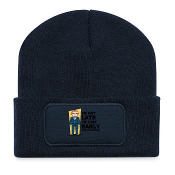 Animal Sloth Humorous Statement Snail's pace - Recycled Patch Beanie - french navy - Front