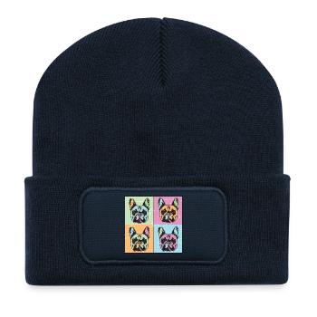 Bulldogs Image Abstract - Beanie recyclé à patch - bleu marine - Devant