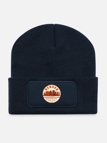 Denver Vintage Skyline Logo - Recycelte Patch Beanie - French Navy