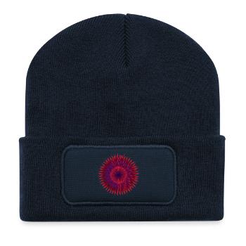 Fleur vectorielle - Beanie recyclé à patch - bleu marine - Devant