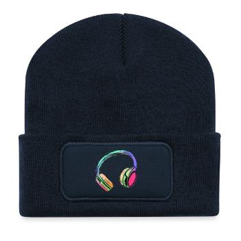 Headphones - colorful art - colorful - Recycled Patch Beanie - french navy - Front