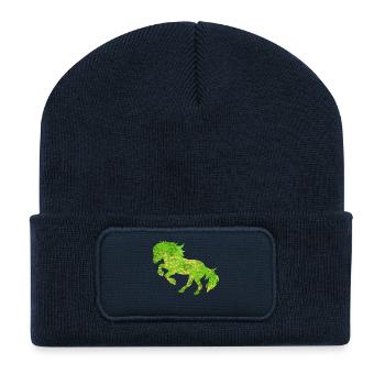 Chevaux galop Chevaux islandais Arabe Trot Cheval Amour - Beanie recyclé à patch - bleu marine - Devant