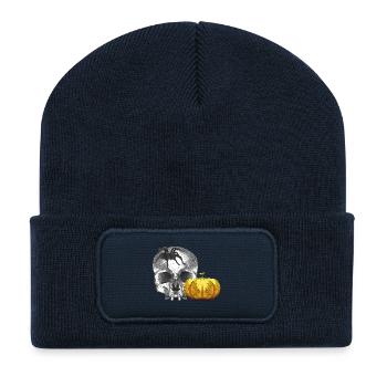 Menschenschädel, kürbisse, taranteln, Horror - Recycelte Patch Beanie - French Navy - Vorne