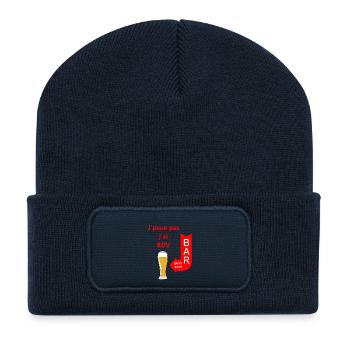 j'peux pas j'ai rdv au bar - Beanie recyclé à patch - bleu marine - Devant