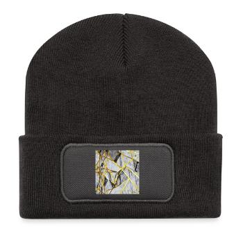 Marmor Mosaik Gold Textur - Recycelte Patch Beanie - Dunkelgrau - Vorne