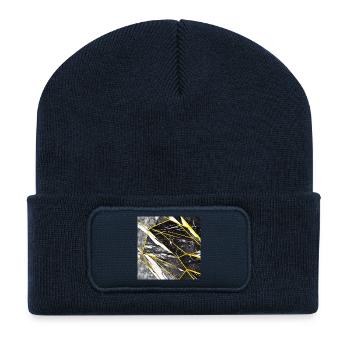 Schwarz Gold Marmorimitat - Recycelte Patch Beanie - French Navy - Vorne