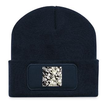 Marmor Schwarz Weiß Gold Geometrisch Mosaik - Recycelte Patch Beanie - French Navy - Vorne
