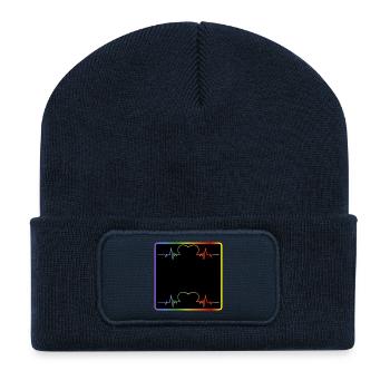NAMENSSCHILD - SELBST GESTALTEN - REGENBOGENFARBEN - Recycelte Patch Beanie - French Navy - Vorne