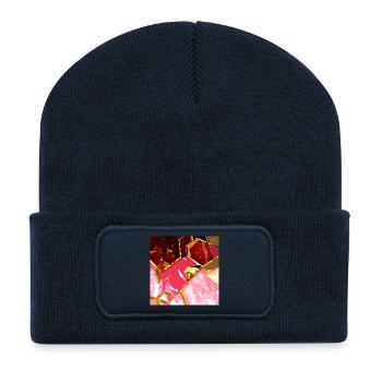 Marmor Roségold Textur - Recycelte Patch Beanie - French Navy - Vorne