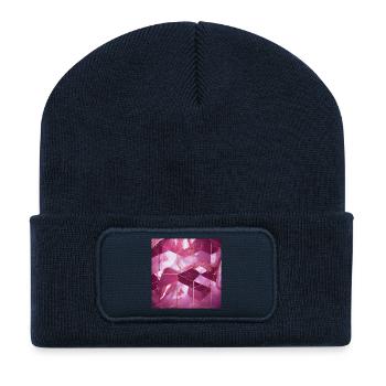 Rosarot Gold Marmor Textur Geometrisch - Recycelte Patch Beanie - French Navy - Vorne