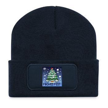 FROHES FEST - WEIHNACHTEN FUßBALL - Recycelte Patch Beanie - French Navy - Vorne
