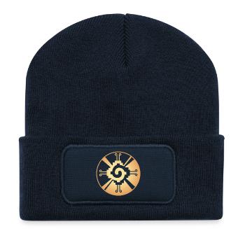 Galactic Butterfly Hunab Ku - aztec symbol - Recycled Patch Beanie - french navy - Front