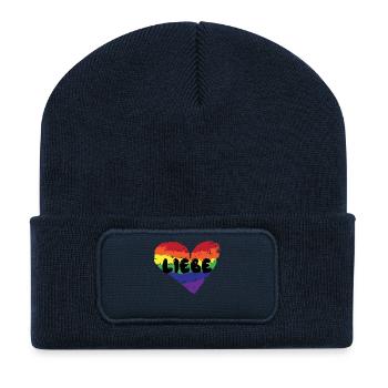 Liebe Herz Lgbt Regenbogen Gleichberechtigung Gay - Recycelte Patch Beanie - French Navy - Vorne