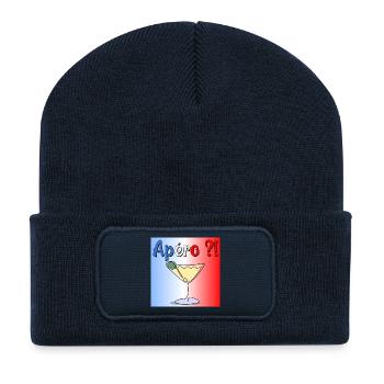 Aperitif Cocktail - Frankreich - Recycelte Patch Beanie - French Navy - Vorne