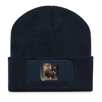 Sweet golden fawn in the dark forest - Recycled Patch Beanie - french navy - Front