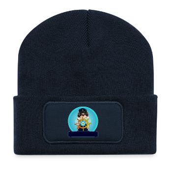 Cadeaux personnalisés Navigation - Beanie recyclé à patch - bleu marine - Devant