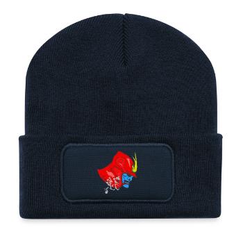 kanjimuster „Stärke“, samureihelm - Recycelte Patch Beanie - French Navy - Vorne