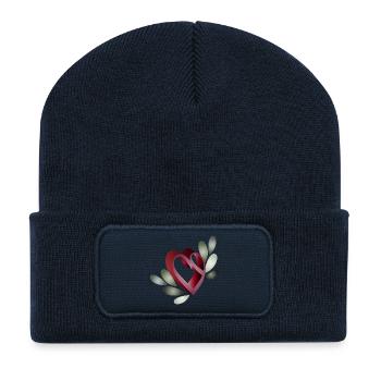 romantique symbole du cœur de la Saint-Valentin avec des feuilles - Beanie recyclé à patch - bleu marine - Devant