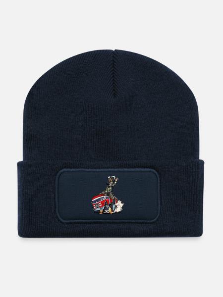 Feuerwehr Brandschutz Feuerwehrauto Lebensretter - Recycelte Patch Beanie - French Navy