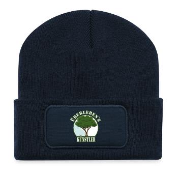 Überlebenskünstler Baum Wald Natur - Schutz Welt - Recycelte Patch Beanie - French Navy - Vorne