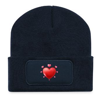 Love - Valentine's Day - Hearts - Recycled Patch Beanie - french navy - Front