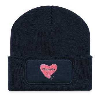 I love him | Liebe | Valentinstag - Recycelte Patch Beanie - French Navy - Vorne