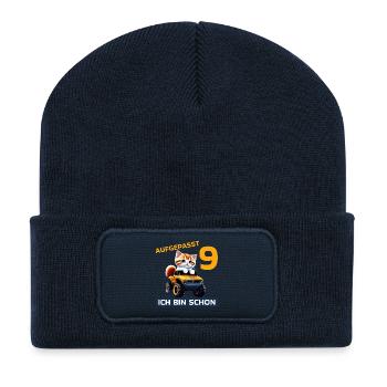 9. Geburtstag Katze auf Monstertruck 9 Jahre alt - Recycelte Patch Beanie - French Navy - Vorne