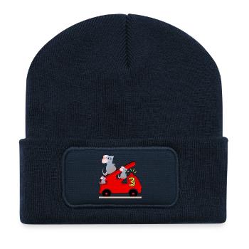 Feuerwehrauto - DREI - 3. Geburtstag - MICE - Recycelte Patch Beanie - French Navy - Vorne