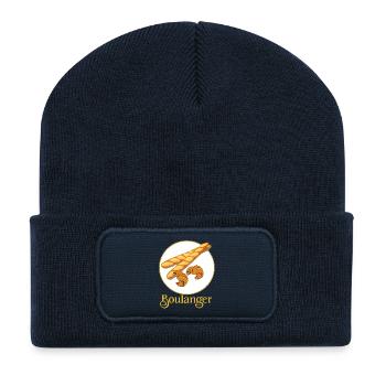 Boulanger - Beanie recyclé à patch - bleu marine - Devant