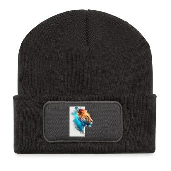 Belle lionne colorée avec fond blanc - Beanie recyclé à patch - charbon - Devant