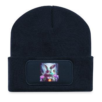 Lapin de Pâques mignon - Beanie recyclé à patch - bleu marine - Devant