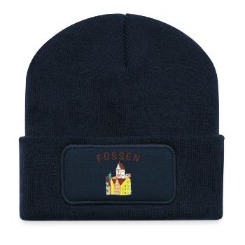 Füssen, vieille ville romantique, château, Bavière - Beanie recyclé à patch - bleu marine - Devant