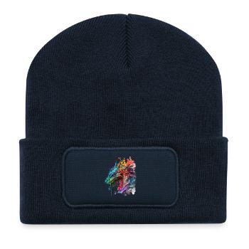 Aquarell Drache - Recycelte Patch Beanie - French Navy - Vorne