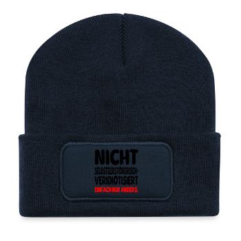 einfach nur anders - Recycelte Patch Beanie - French Navy - Vorne
