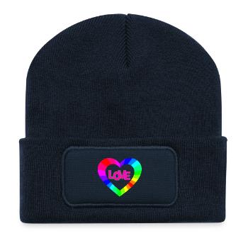 NeonLOVE Regenbogenherz - Recycelte Patch Beanie - French Navy - Vorne