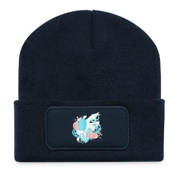 tolle blumen, Frühlingsherzen, valentinstagsmuster - Recycelte Patch Beanie - French Navy - Vorne