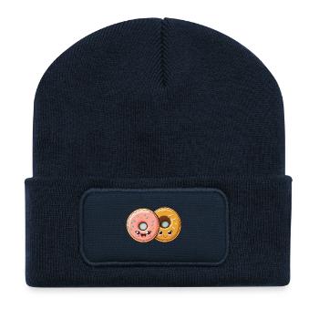 Aimer les beignets - Beanie recyclé à patch - bleu marine - Devant