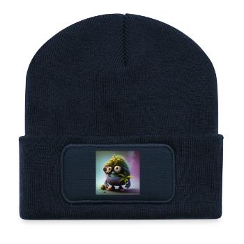 Tete de cannabis - Beanie recyclé à patch - bleu marine - Devant