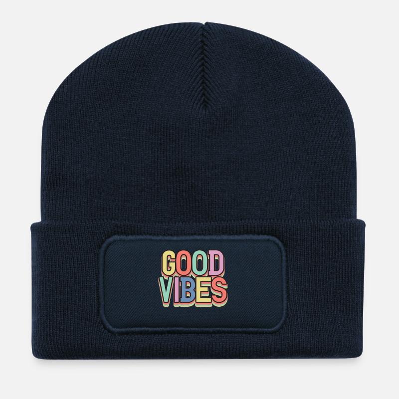 Gute Vibes Pastell Retro - Recycled Patch Beanie - french navy