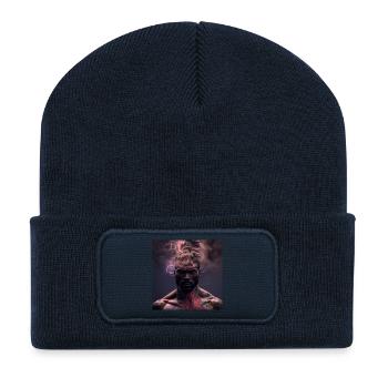 Portrait elektrik 01 - Beanie recyclé à patch - bleu marine - Devant